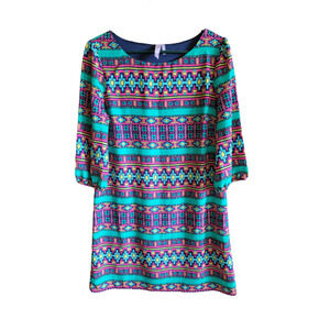 Alya Womens Colorful Turquoise Lined Tunic Top Size M
